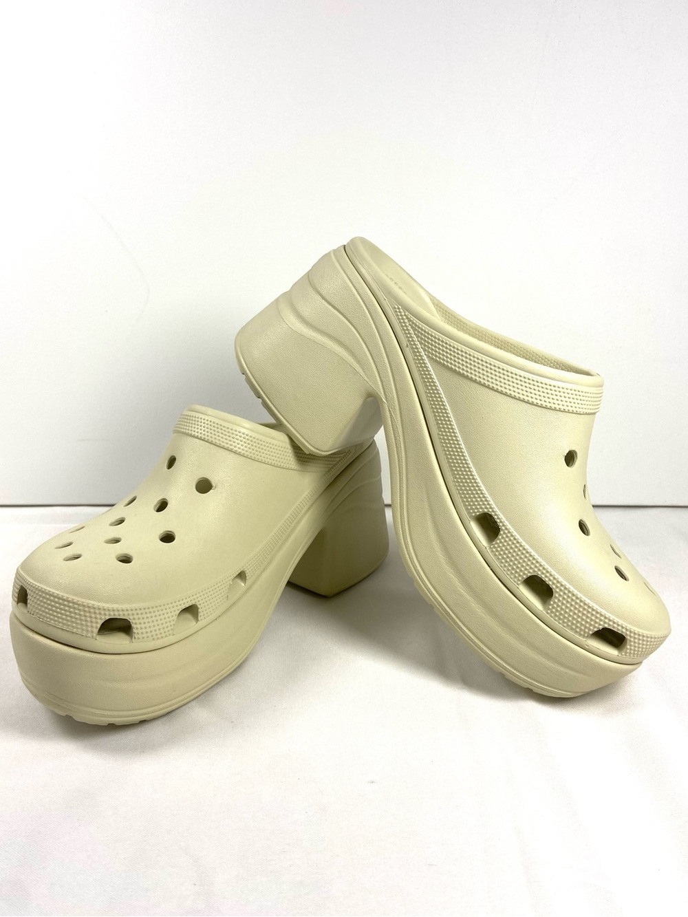 Crocs Siren Clog Womens 11 Bone Beige Platform Chunky Sandals 208547 Hippie Boho